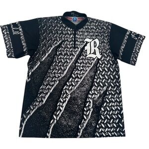 Logo Infusion Get Motivated Bowling Shirt Jersey Black Short Sleeves Men Sz XL